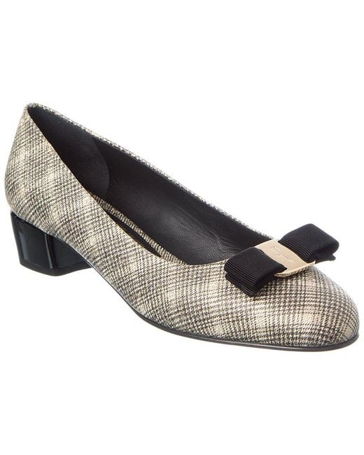Ferragamo Metallic Vara Canvas Pump