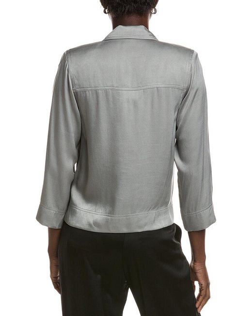 Ganni Gray Washed Satin Shirt