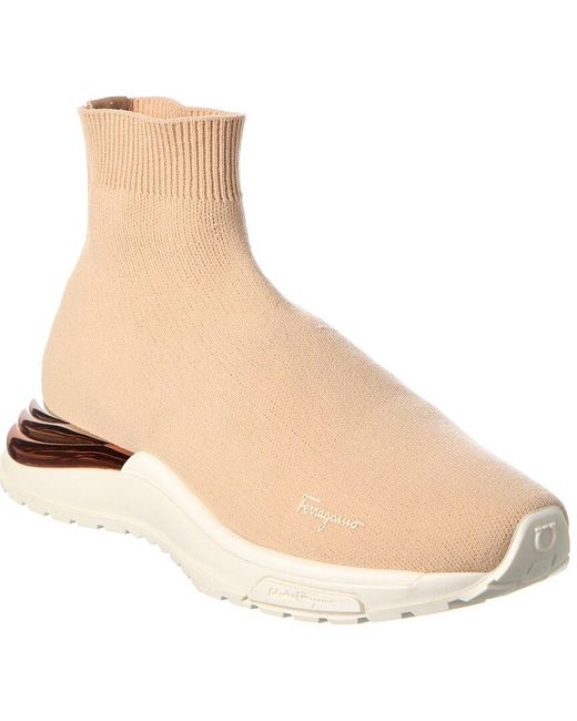 Ferragamo Natural Ninette Knit Sock Sneaker