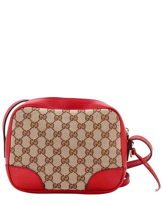 Gucci Red Gg Canvas & Leather Bree Disco Crossbody Mini (authentic Pre-loved)