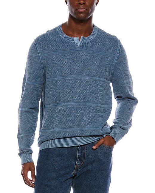 Tommy Bahama Blue Saltwater Textured Abaco Split Crewneck Sweater for men