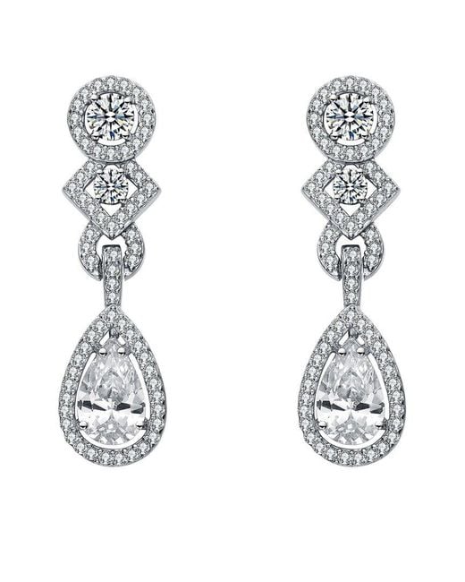 Rachel Glauber Metallic Silver Cz Statement Earrings