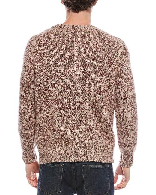 Brunello Cucinelli Brown Wool, Cashmere, & Silk-Blend Crewneck Sweater for men