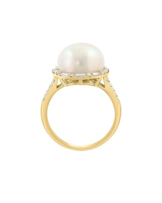 Effy Fine Jewelry White 14K 0.67 Ct. Tw. Diamond & Emerald Ring