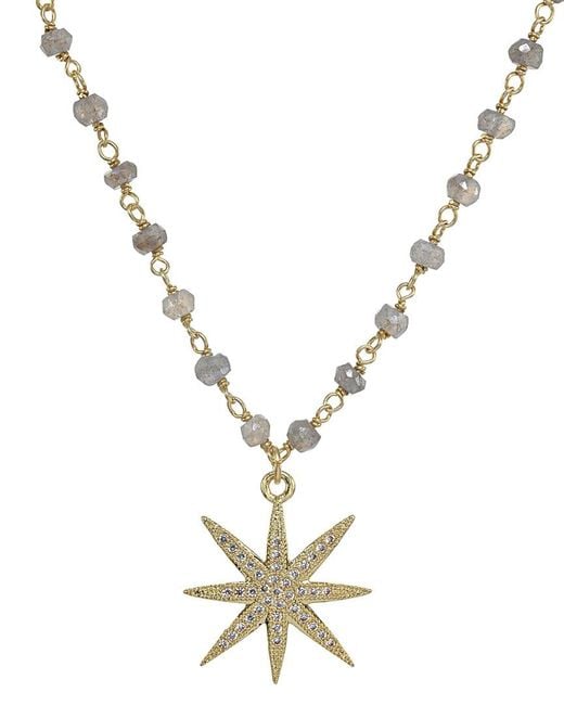 Rachel Reinhardt Jewelry Metallic 14k Over Silver Labradorite & Crystal Necklace