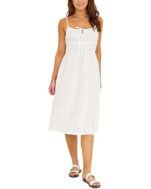Bella Dahl Ruched Cami Midi Dress in White | Lyst