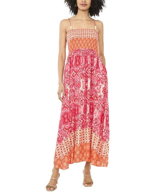 Vince Camuto Red Smocked Bodice Maxi Dress