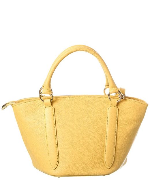 Italian Leather Yellow Top Handle Tote