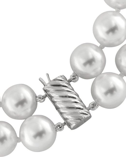 Splendid White Silver 12-13mm Shell Pearl Necklace