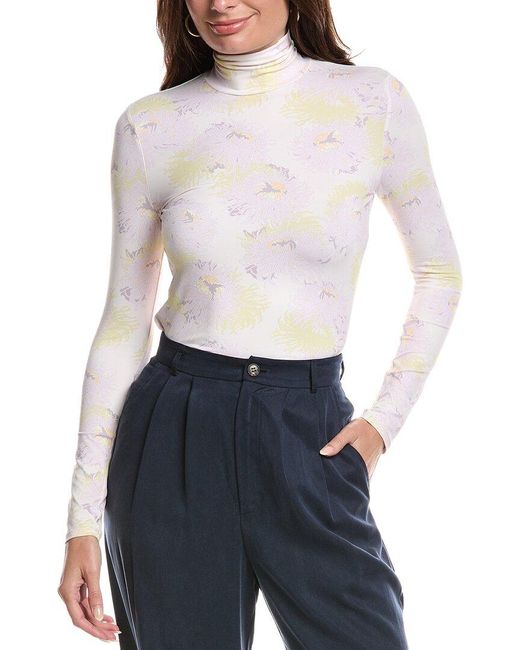 St. John White Printed Jersey Top