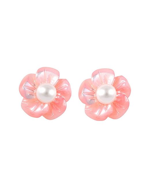 Splendid Pink Discontinued Silver 3-.5-4mm Mother-of-pearl Flower Earrings