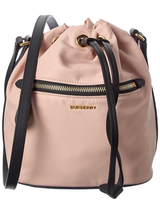 Burberry Pink Nylon & Leather Bucket Bag