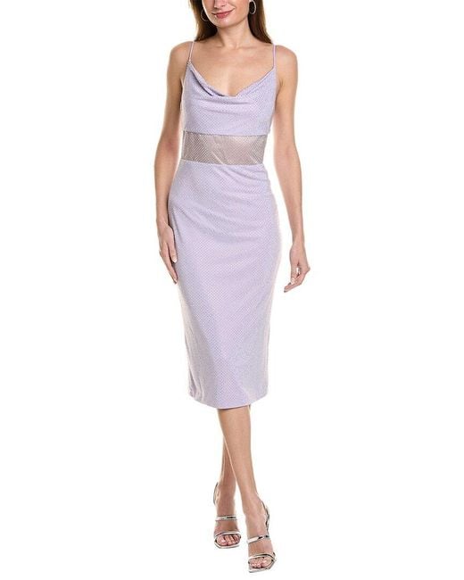 Et Ochs Purple Harmony Crystal Silk-Trim Midi Dress