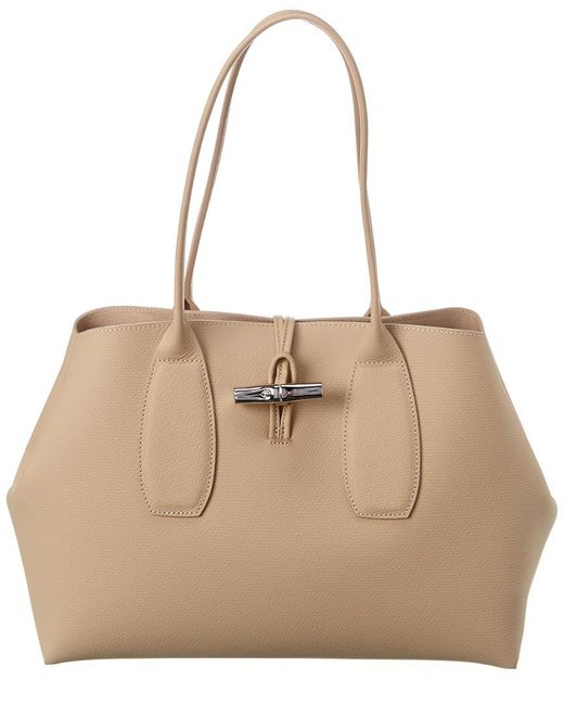 Longchamp Roseau Leather Shoulder Bag in Natural Lyst