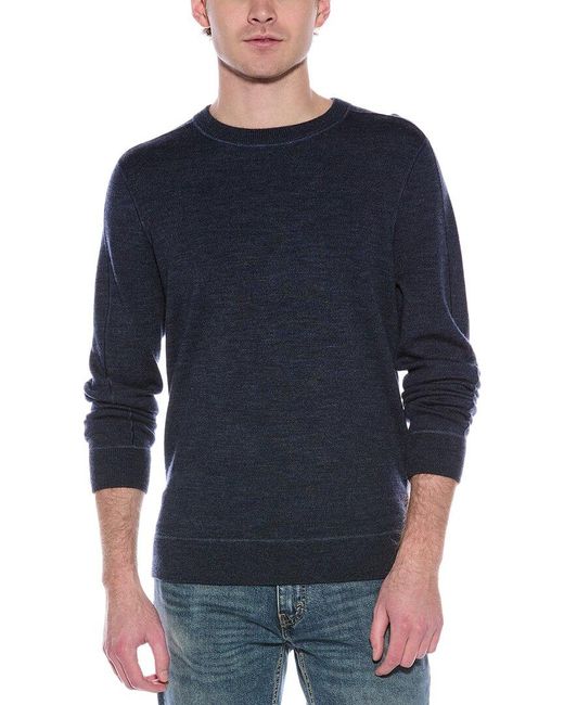 Boss Blue Wool Crewneck Sweater for men