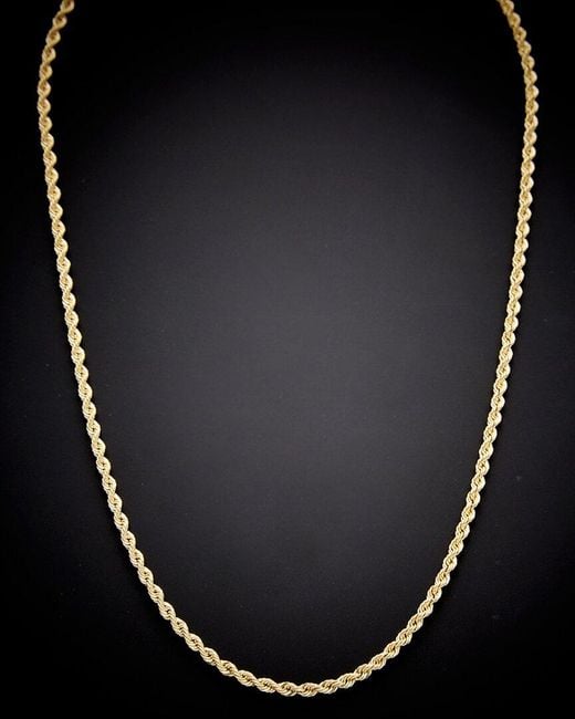 Italian Gold Black 14k Hollow Rope Chain Necklace