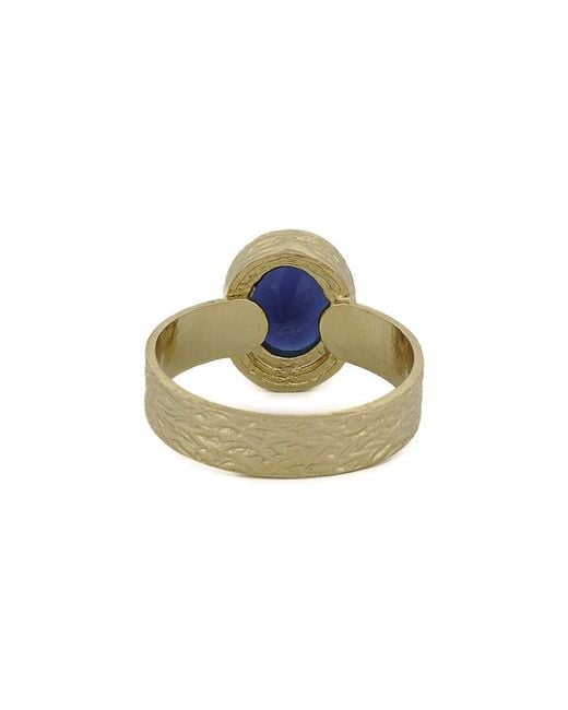 Ebru Jewelry Blue Cleopatra Plated Cz Solitaire Ring