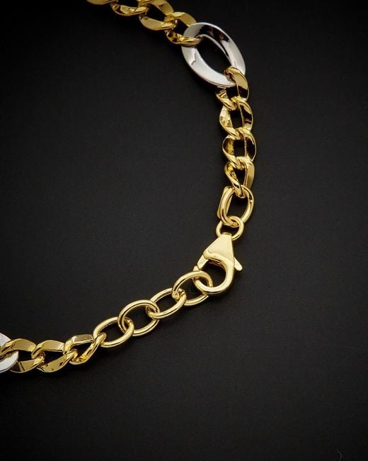 Italian Gold Black 14k Two-tone Figaro Bracelet