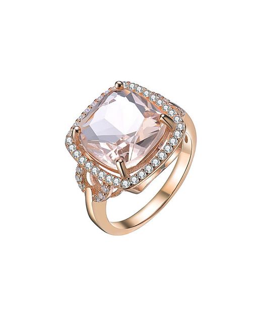 Genevive Jewelry White 14k Rose Gold Vermeil Cz Ring