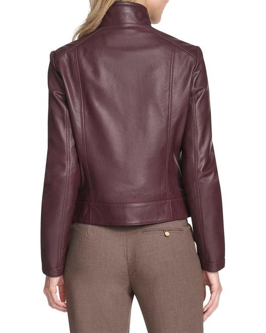 Andrew Marc Purple Leather Rowan Jacket