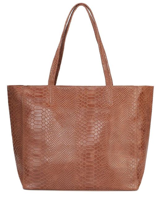 Tiffany & Fred Paris Brown Tiffany & Fred Embossed Leather Tote
