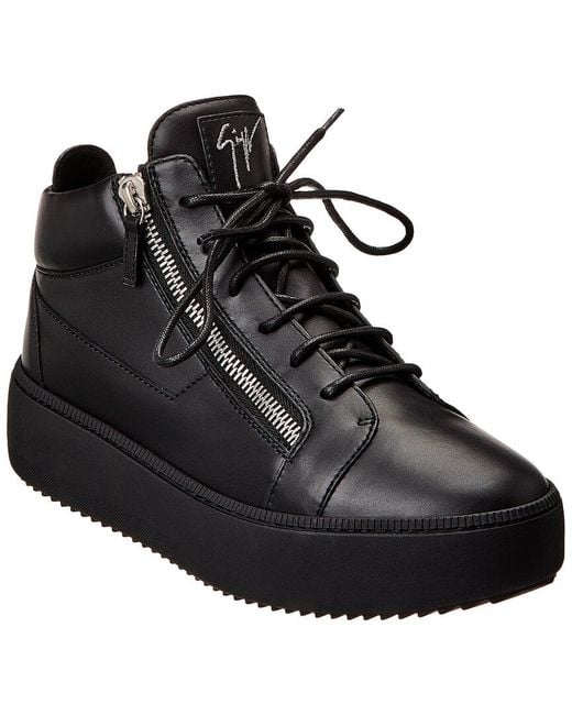 Giuseppe Zanotti Black Zola Leather Platform Sneaker for men