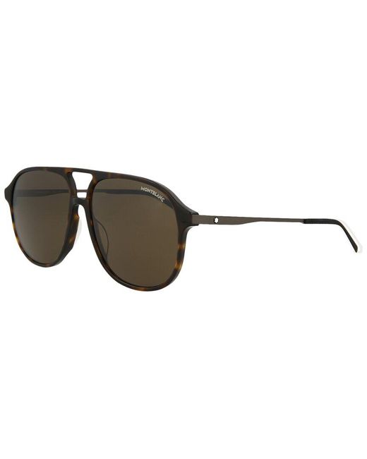Montblanc Mb0118s 59mm Sunglasses in Brown for Men | Lyst