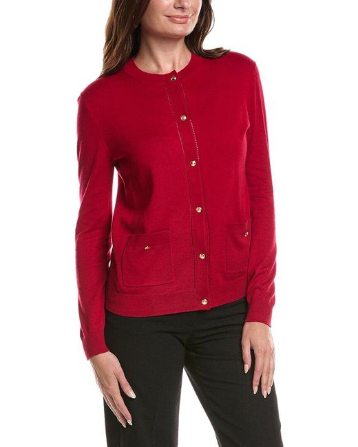 St. John Red Fine Gauge Cardigan