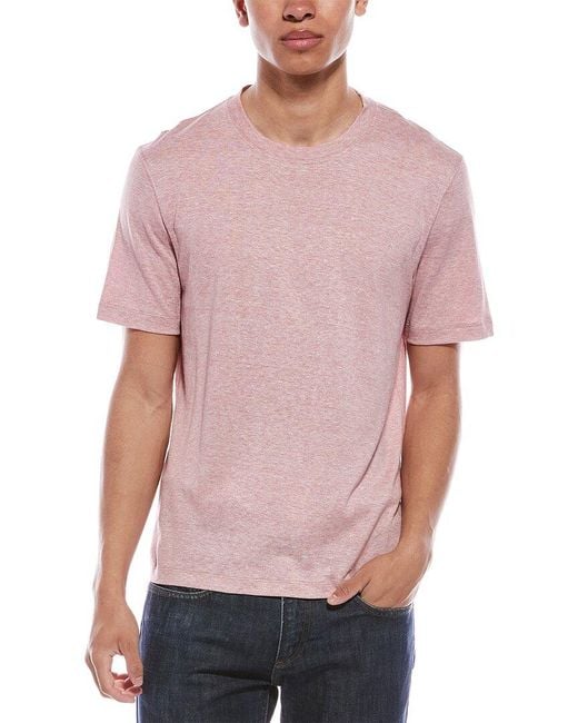 Brunello Cucinelli Pink Linen-Blend T-Shirt for men