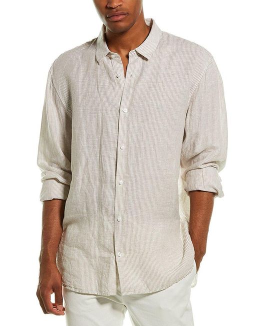 Vince Stripe Classic Fit Linen Woven 