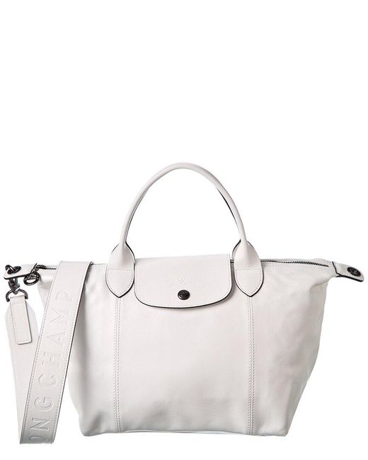 Longchamp Small Le Pliage Cuir Leather Top Handle Tote