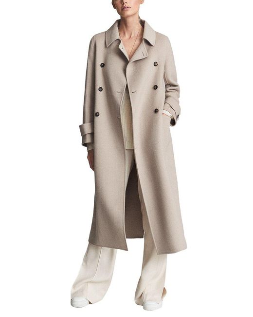 Reiss Natural Lexi Button Blindseam Wool-blend Coat