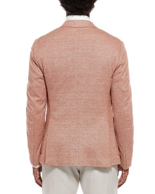 Isaia Pink Linen-Blend Jacket for men
