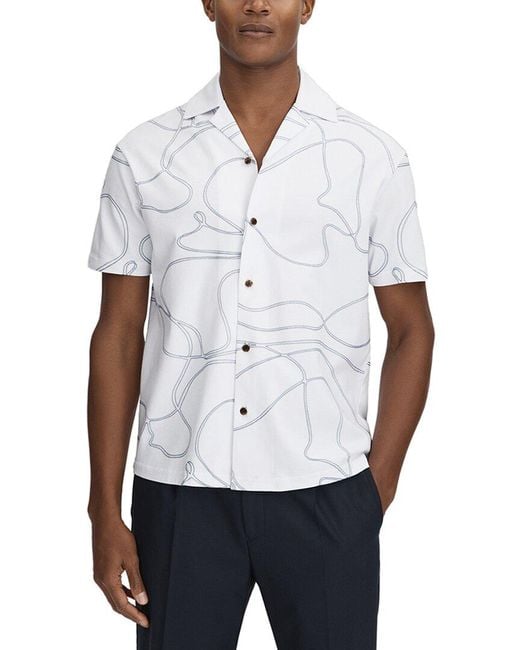 Reiss White Menton Swirl Embroider Top for men