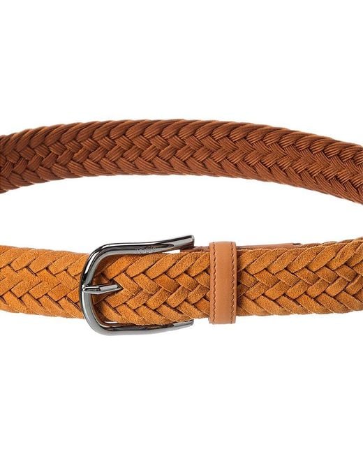 Tod's Brown Woven Suede Belt for men