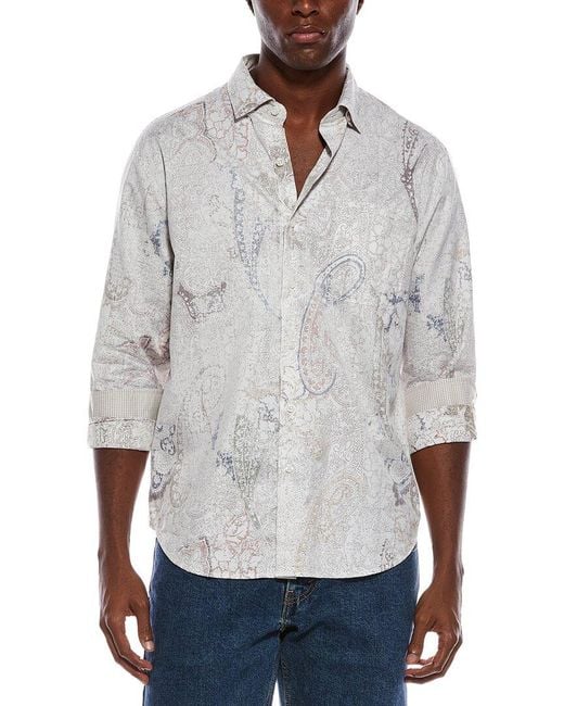 Tommy Bahama Gray Saldana Paisley Silk-Blend Shirt for men