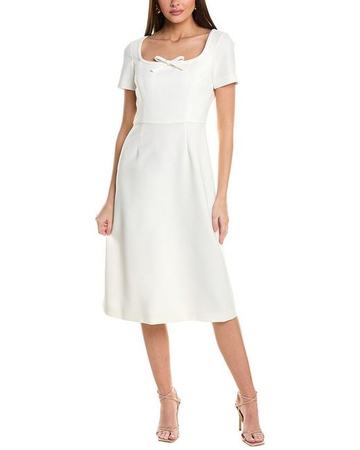 Carolina Herrera White Square Neck Midi Dress