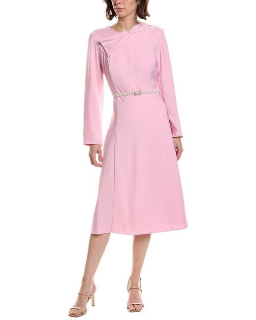 Pascale La Mode Pink Long Sleeve Midi Shirtdress