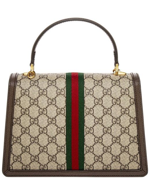 Gucci Metallic Ophidia Small Gg Supreme Canvas & Leather Top Handle Bag