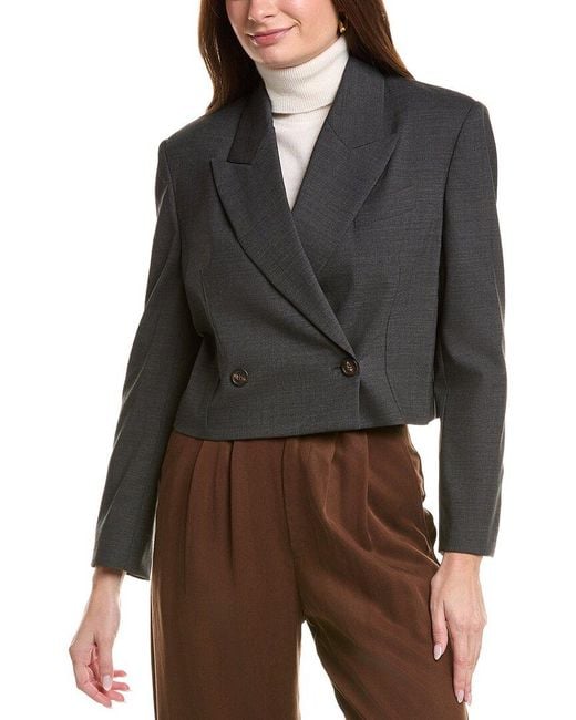 Brunello Cucinelli Gray Wool & Silk-blend Blazer