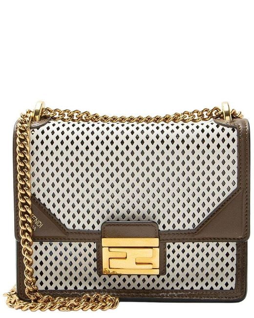 Fendi Metallic Perforated Leather Kan U Small Shoulder Bag (authentic Pre-loved)