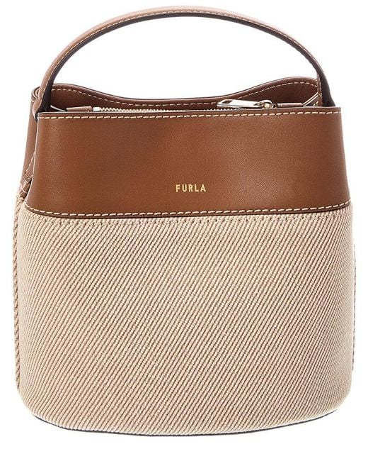 Furla Brown Amelia Mini Leather Bucket Bag