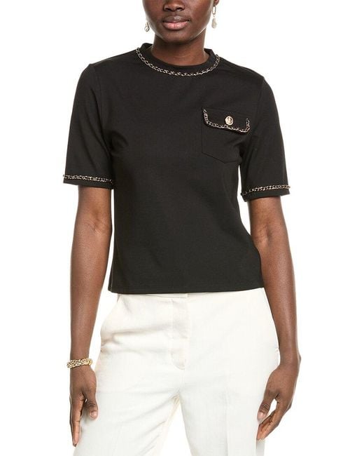 Gracia Black Chain Link Trim T-Shirt