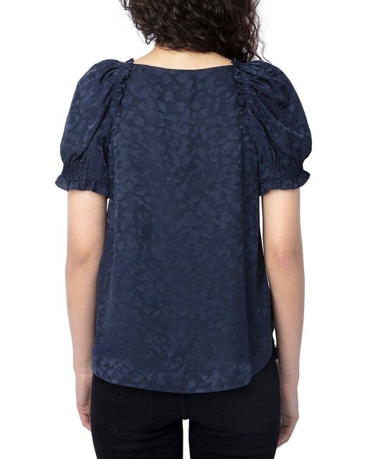 Zadig & Voltaire Blue Tasty Jac Leo Silk Top