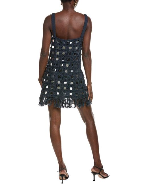 Toccin Black Brinkley Mirror Laced-Up Fringe Mini Dress