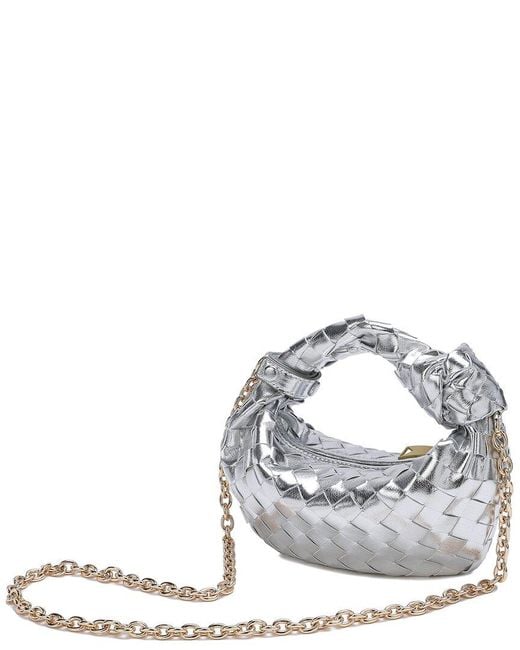 Tiffany & Fred Paris White Woven Leather Knot Handle Crossbody