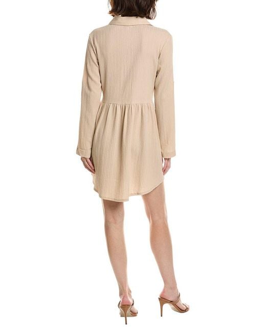 Pascale La Mode Natural Roll-Up Sleeve Mini Shirtdress