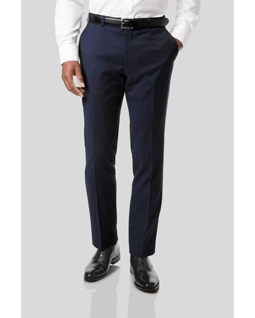 Charles Tyrwhitt Blue Slim Fit Stripe Birdseye Travel Wool Suit Trouser for men