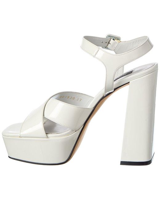 Sergio Rossi White Alicia 90 Patent Platform Sandal