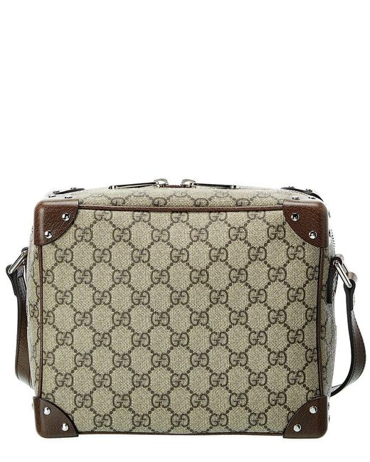 Gucci Gray GG Supreme Canvas & Leather Shoulder Bag